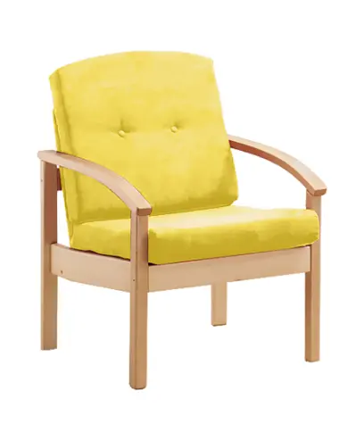 RO - 01 křeslo čalouněné koženkou Oto, dřevěné OTO ZO 2 - koženka žlutá písková